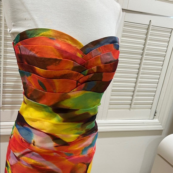 New Dalia MacPhee Multicolor Strapless Evening Gown with removable straps - Picture 6 of 11